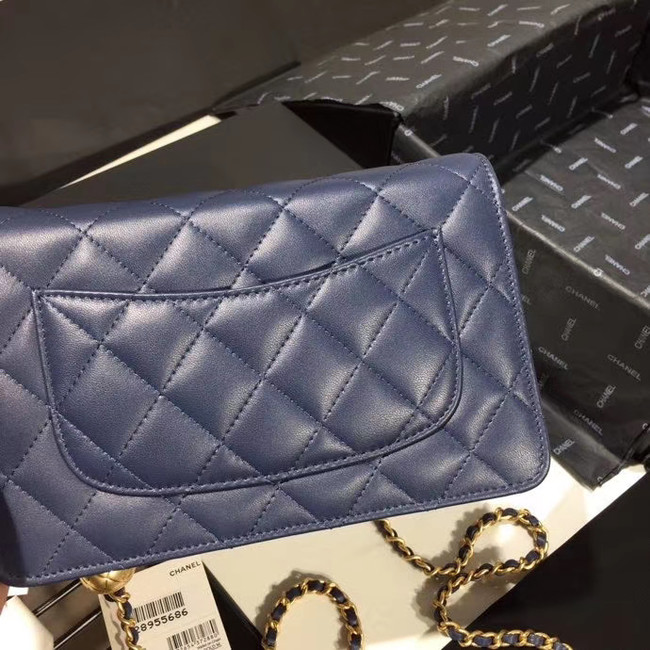 Chanel Original Small classic Sheepskin flap bag AS33814 blue