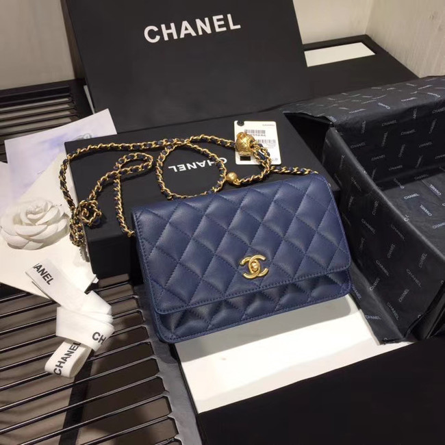 Chanel Original Small classic Sheepskin flap bag AS33814 blue