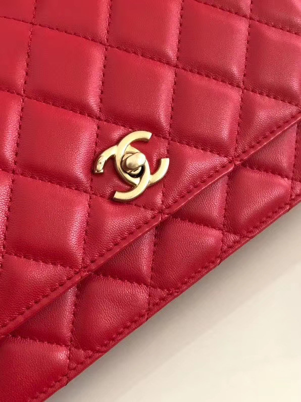 Chanel Original Small classic Sheepskin flap bag AS33814 red