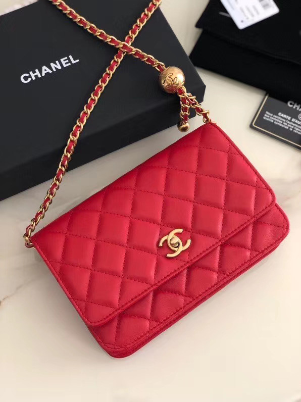 Chanel Original Small classic Sheepskin flap bag AS33814 red