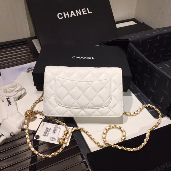 Chanel Original Small classic Sheepskin flap bag AS33814 white