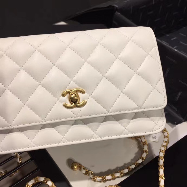 Chanel Original Small classic Sheepskin flap bag AS33814 white