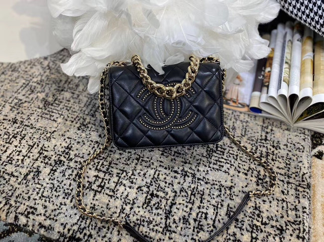 Chanel Lambskin flap bag AS1514 black