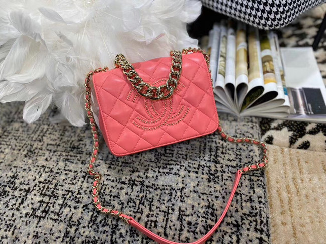 Chanel Lambskin flap bag AS1514 pink