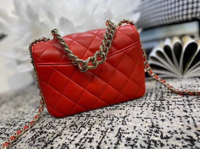 Chanel Lambskin flap bag AS1514 red