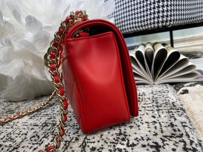 Chanel Lambskin flap bag AS1514 red