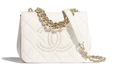Chanel Lambskin flap bag AS1514 white