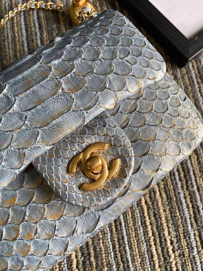Chanel Original Small Snake skin flap bag AS1115 grey