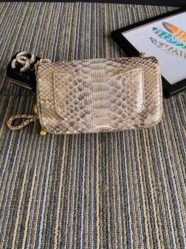 Chanel Original Small Snake skin flap bag AS1116 apricot