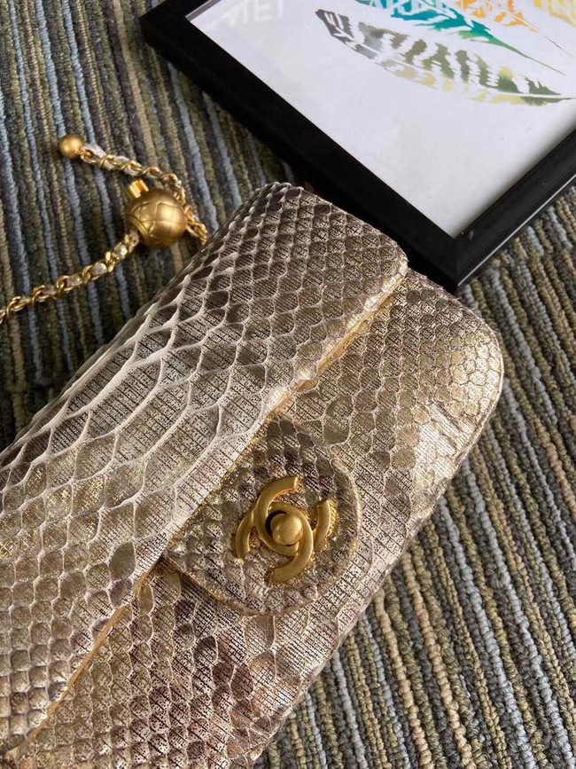 Chanel Original Small Snake skin flap bag AS1116 apricot