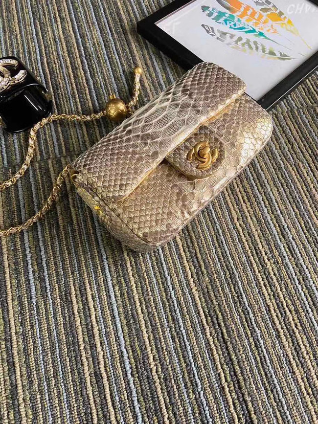 Chanel Original Small Snake skin flap bag AS1116 apricot