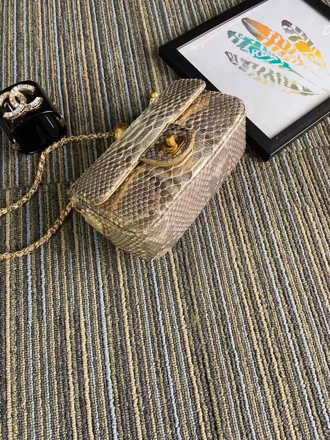 Chanel Original Small Snake skin flap bag AS1116 apricot