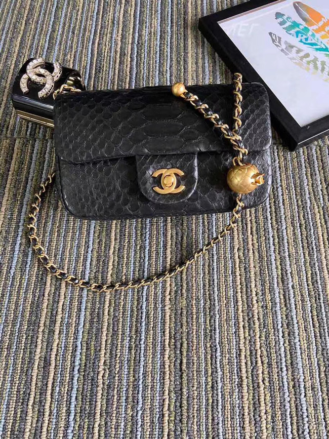 Chanel Original Small Snake skin flap bag AS1116 black