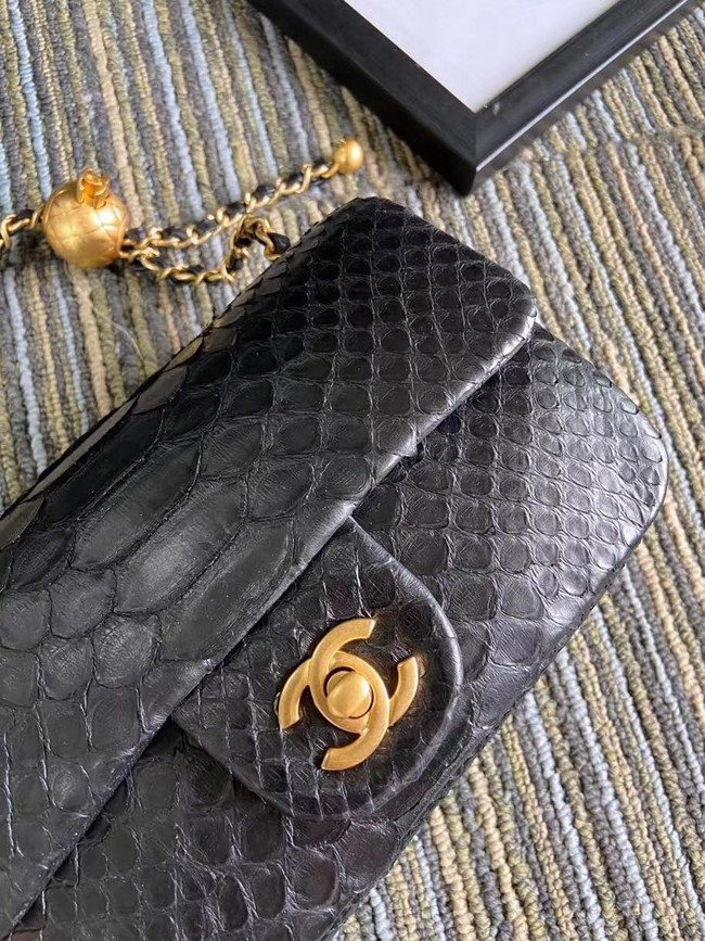 Chanel Original Small Snake skin flap bag AS1116 black