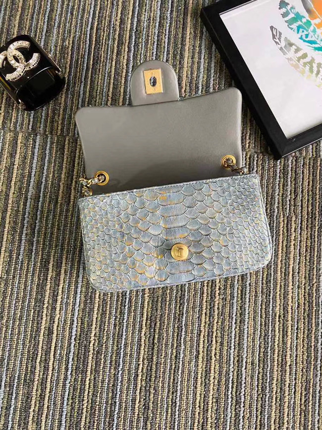 Chanel Original Small Snake skin flap bag AS1116 grey