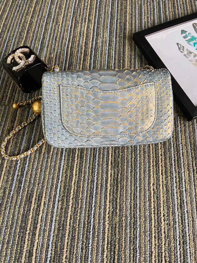 Chanel Original Small Snake skin flap bag AS1116 grey