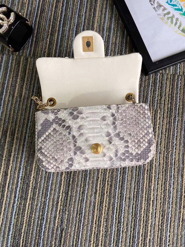 Chanel Original Small Snake skin flap bag AS1116 light grey