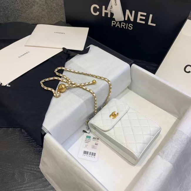 Chanel Original Small classic Sheepskin Shoulder Bag AP1448 white