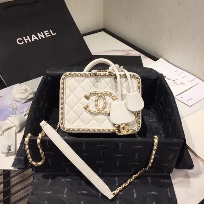 Chanel Original Small Sheepskin cosmetic bag AS1785 white
