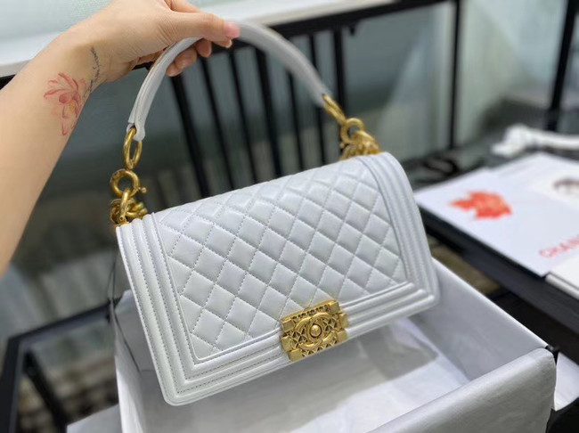 BOY CHANEL flap bag A67086 white