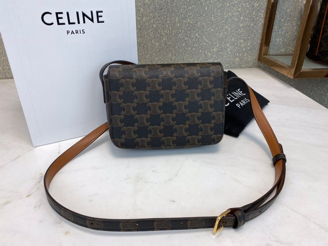 Celine MINI FOLCO BAG IN TRIOMPHE CANVAS CL01503 tan