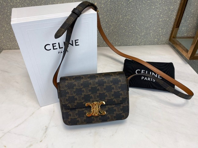 Celine MINI FOLCO BAG IN TRIOMPHE CANVAS CL01503 tan