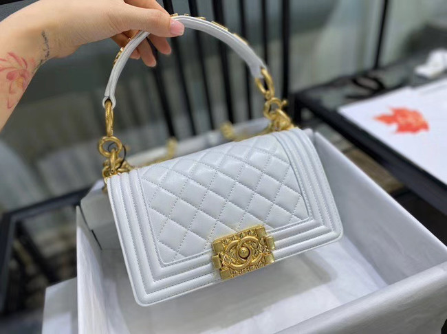 Small boy chanel handbag AS67085 white