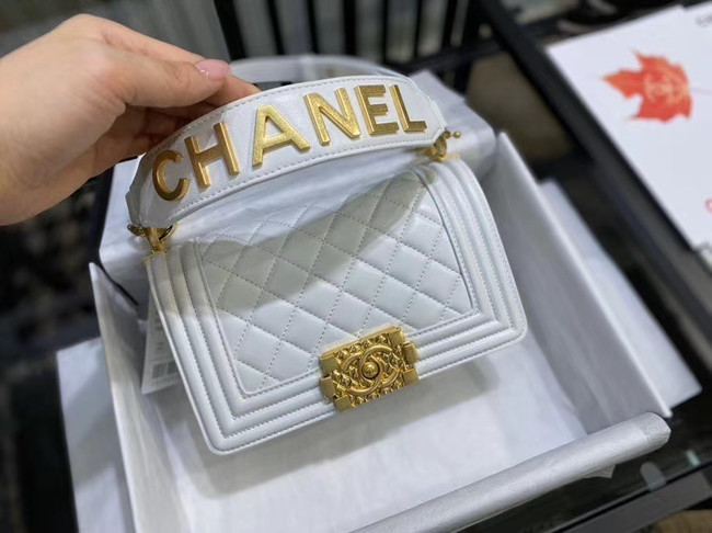 Small boy chanel handbag AS67085 white