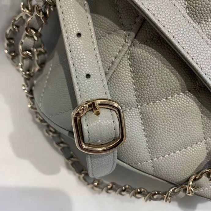 Chanel backpack Grained Calfskin & Gold-Tone Metal AS1371 Gray