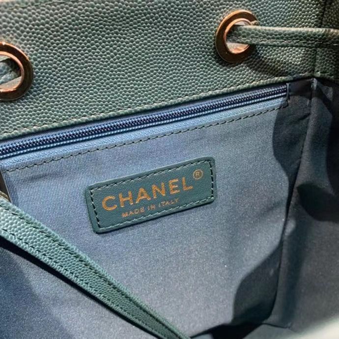 Chanel backpack Grained Calfskin & Gold-Tone Metal AS1371 Green