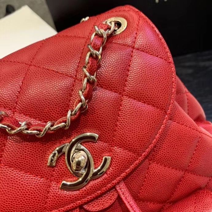 Chanel backpack Grained Calfskin & Gold-Tone Metal AS1371 Red