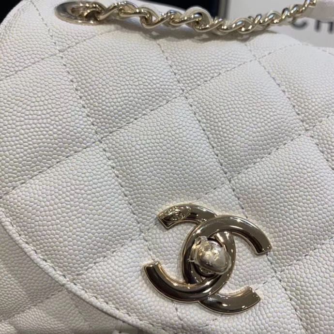 Chanel backpack Grained Calfskin & Gold-Tone Metal AS1371 White