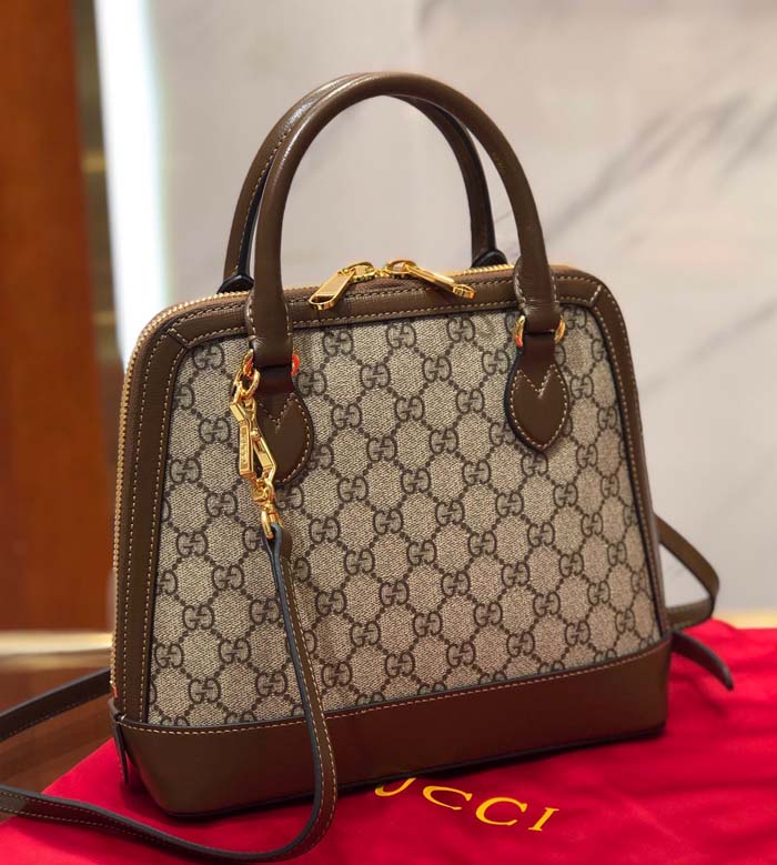 Gucci GG Supreme Canvas Top Handle Bag 621220 Brown