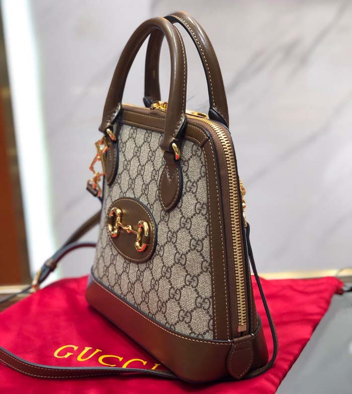 Gucci GG Supreme Canvas Top Handle Bag 621220 Brown
