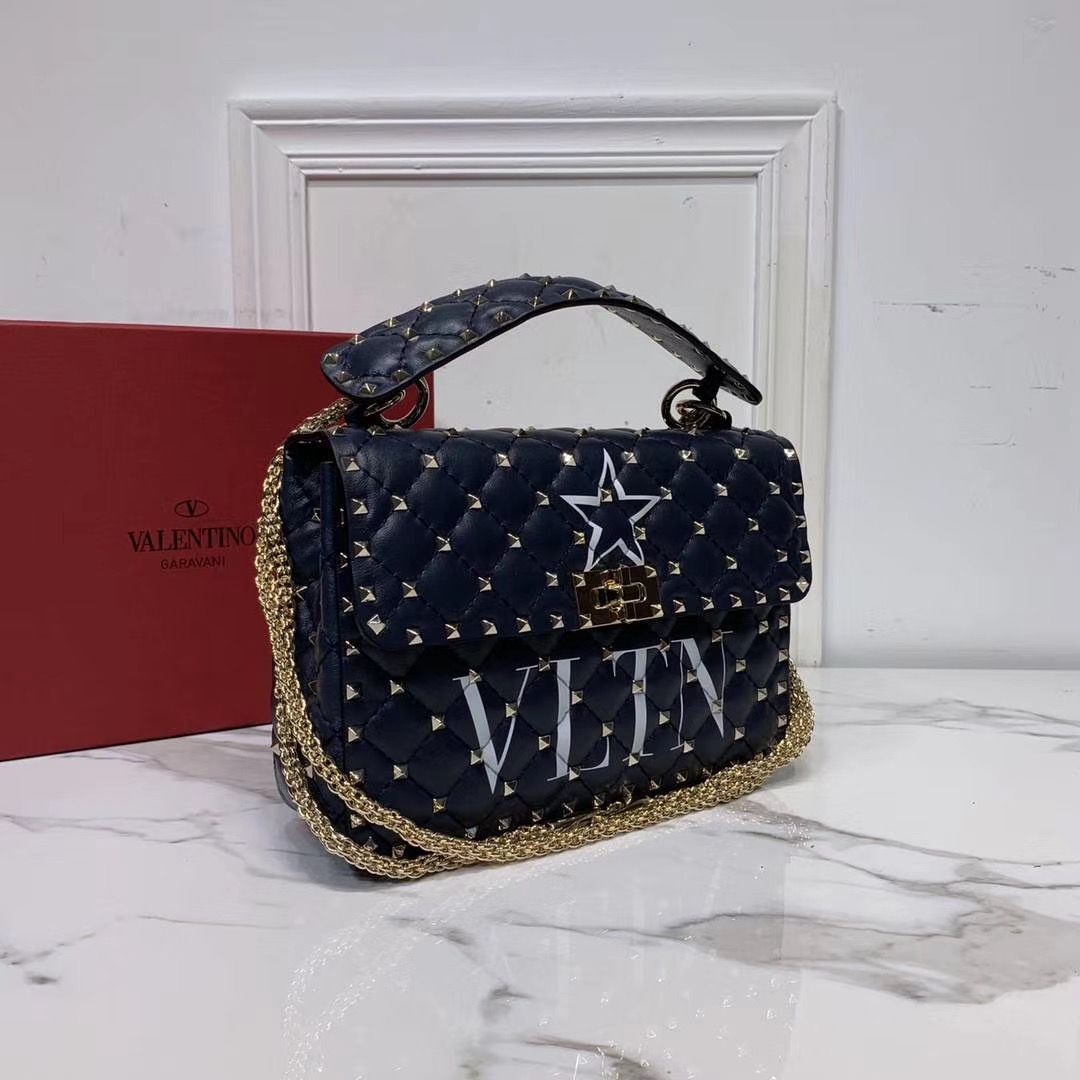 VALENTINO Origianl leather shoulder bag V0122H Pentagram Black