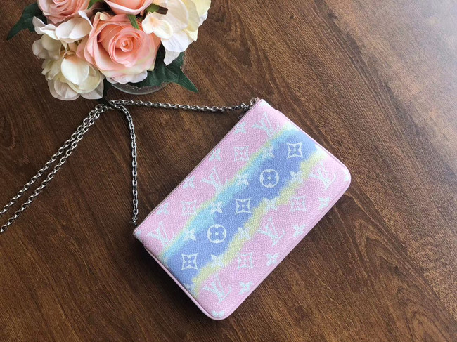 Louis vuitton original ESCALE POCHETTE DOUBLE ZIP clutch bag M69124 pink