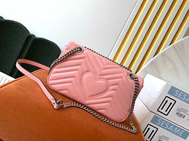 Gucci GG Marmont small shoulder bag 443497 Pastel pink