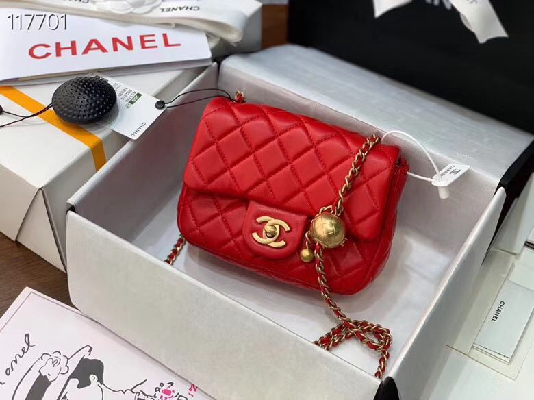 Chanel MINI Flap Bag Original Sheepskin Leather AS1786 Red