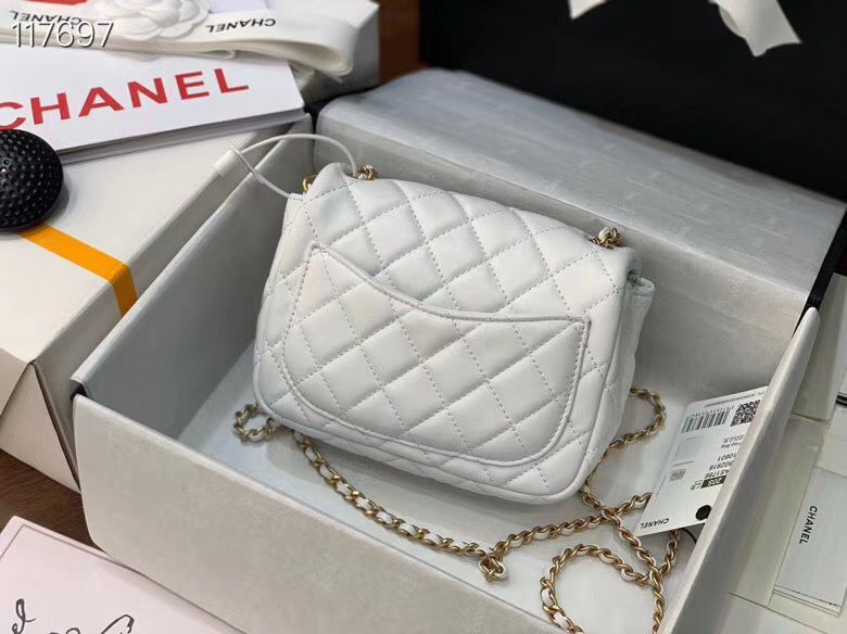 Chanel MINI Flap Bag Original Sheepskin Leather AS1786 White