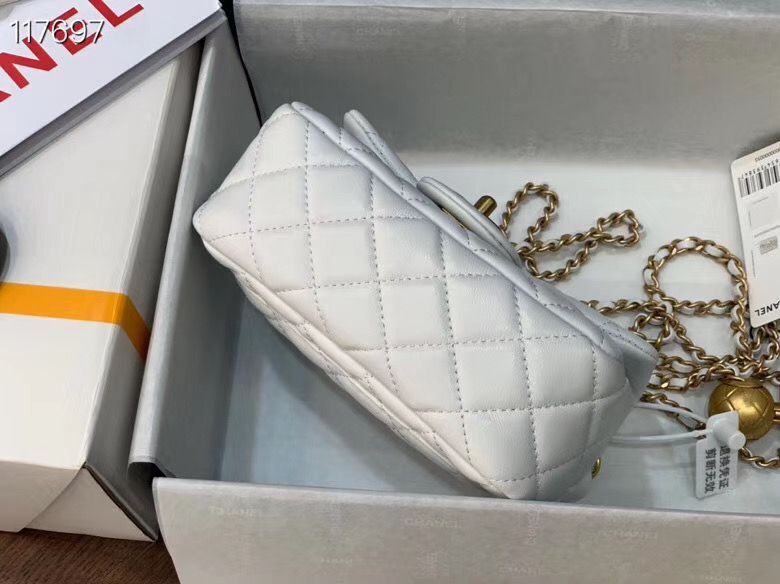 Chanel MINI Flap Bag Original Sheepskin Leather AS1786 White