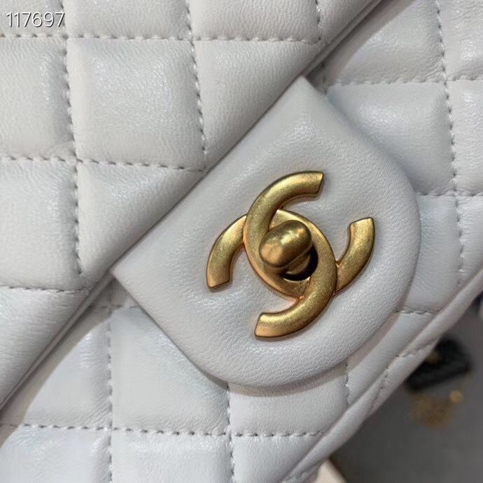 Chanel MINI Flap Bag Original Sheepskin Leather AS1786 White