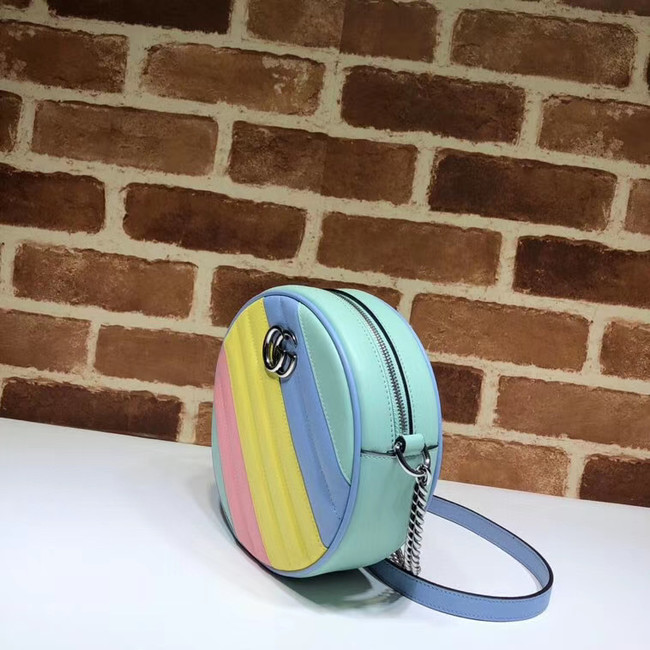 Gucci GG Marmont mini round shoulder bag 550154 Multicolored pastel