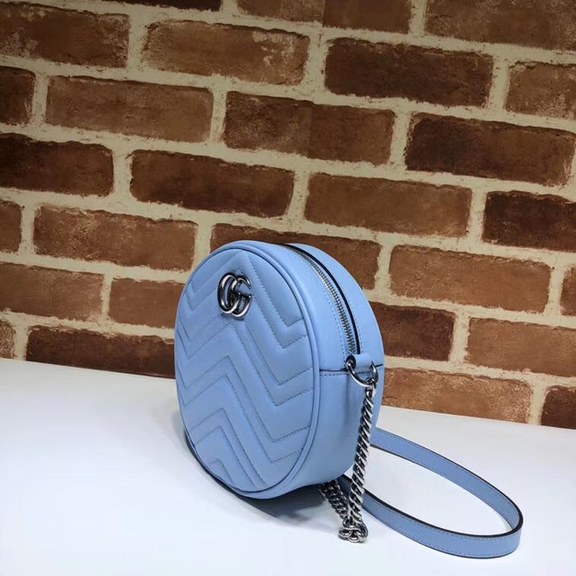 Gucci GG Marmont mini round shoulder bag 550154 Pastel blue