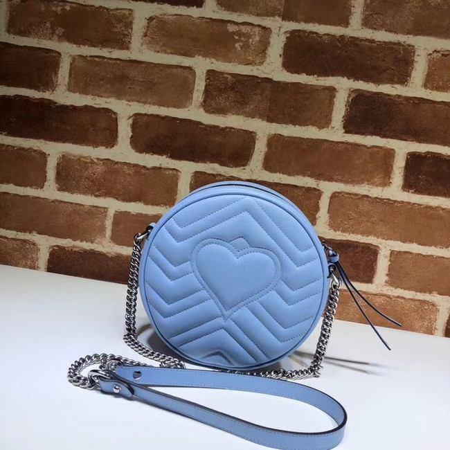 Gucci GG Marmont mini round shoulder bag 550154 Pastel blue