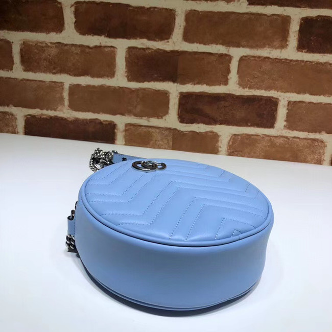 Gucci GG Marmont mini round shoulder bag 550154 Pastel blue