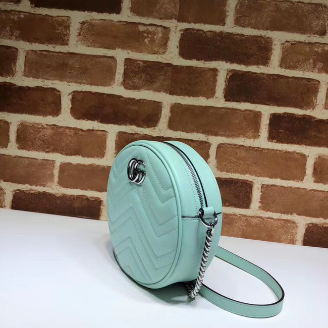 Gucci GG Marmont mini round shoulder bag 550154 Pastel green