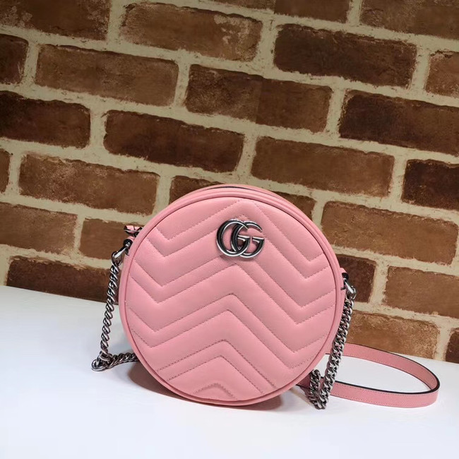 Gucci GG Marmont mini round shoulder bag 550154 Pastel pink