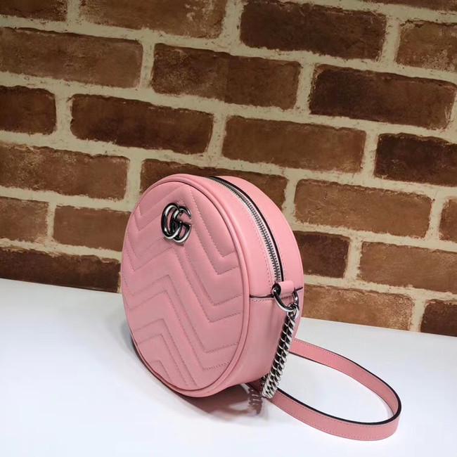 Gucci GG Marmont mini round shoulder bag 550154 Pastel pink