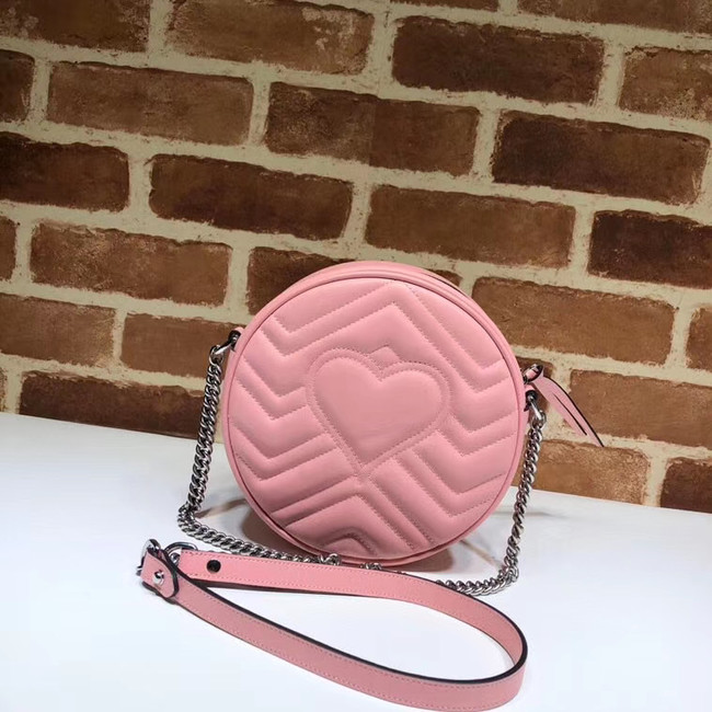 Gucci GG Marmont mini round shoulder bag 550154 Pastel pink