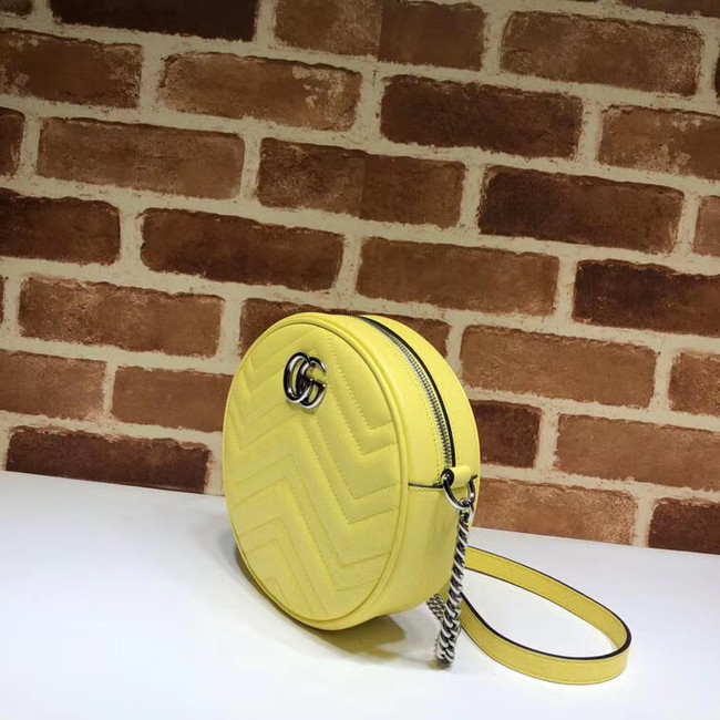 Gucci GG Marmont mini round shoulder bag 550154 Pastel yellow